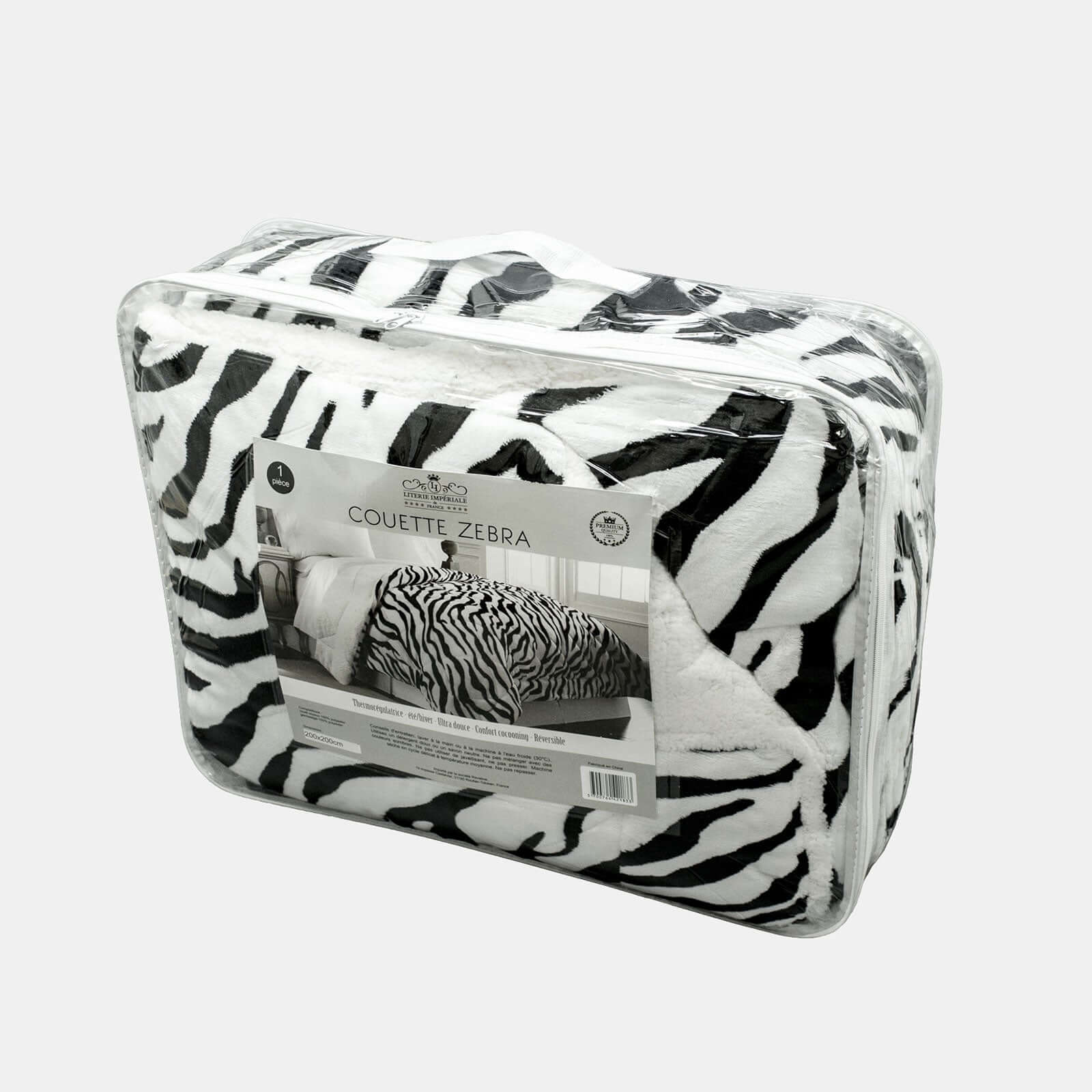 Couette réversible tempérée, blanche et noire - Collection Safari - Image 6