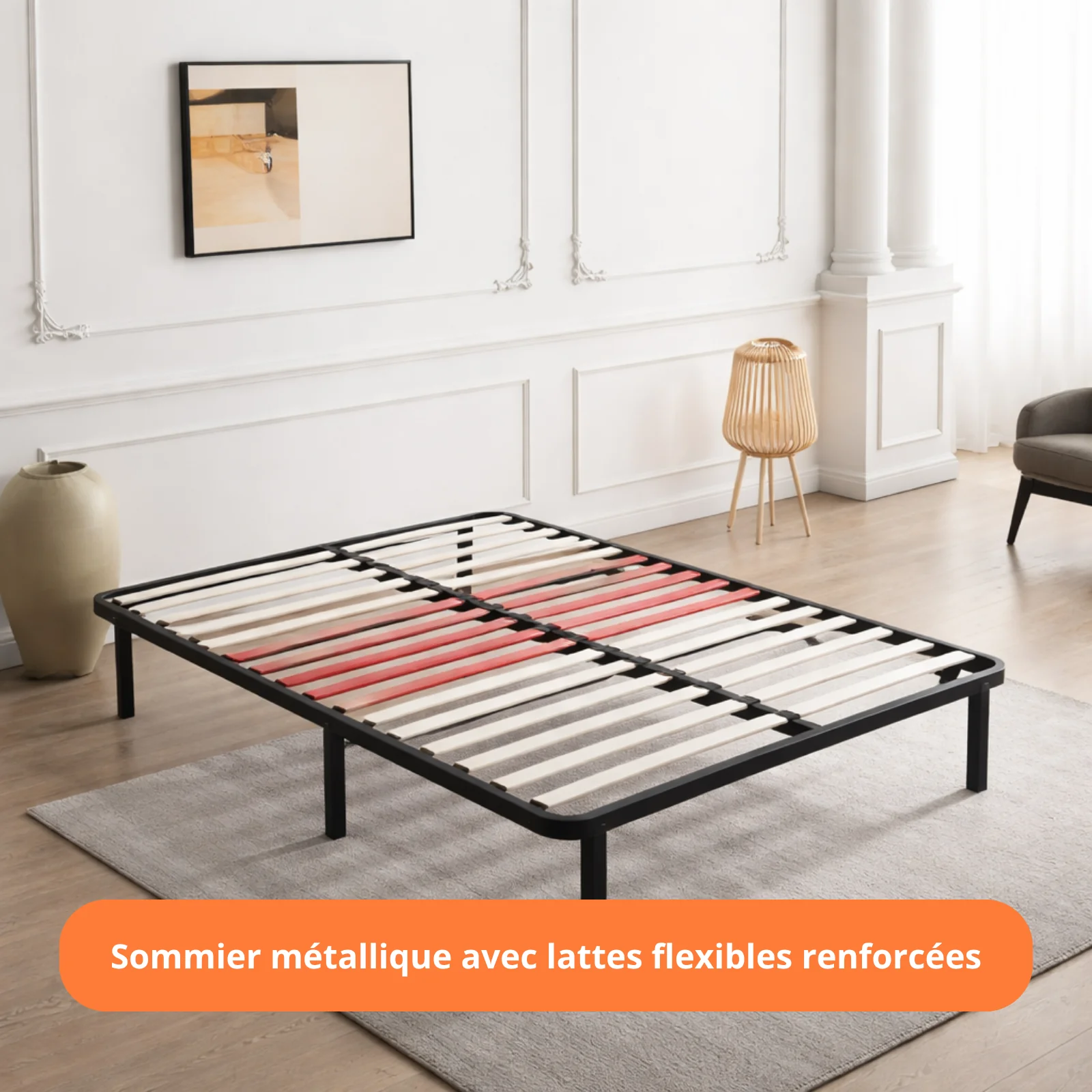 Ensemble literie complet avec matelas et sommier métallique - Collection Basique - Image 3