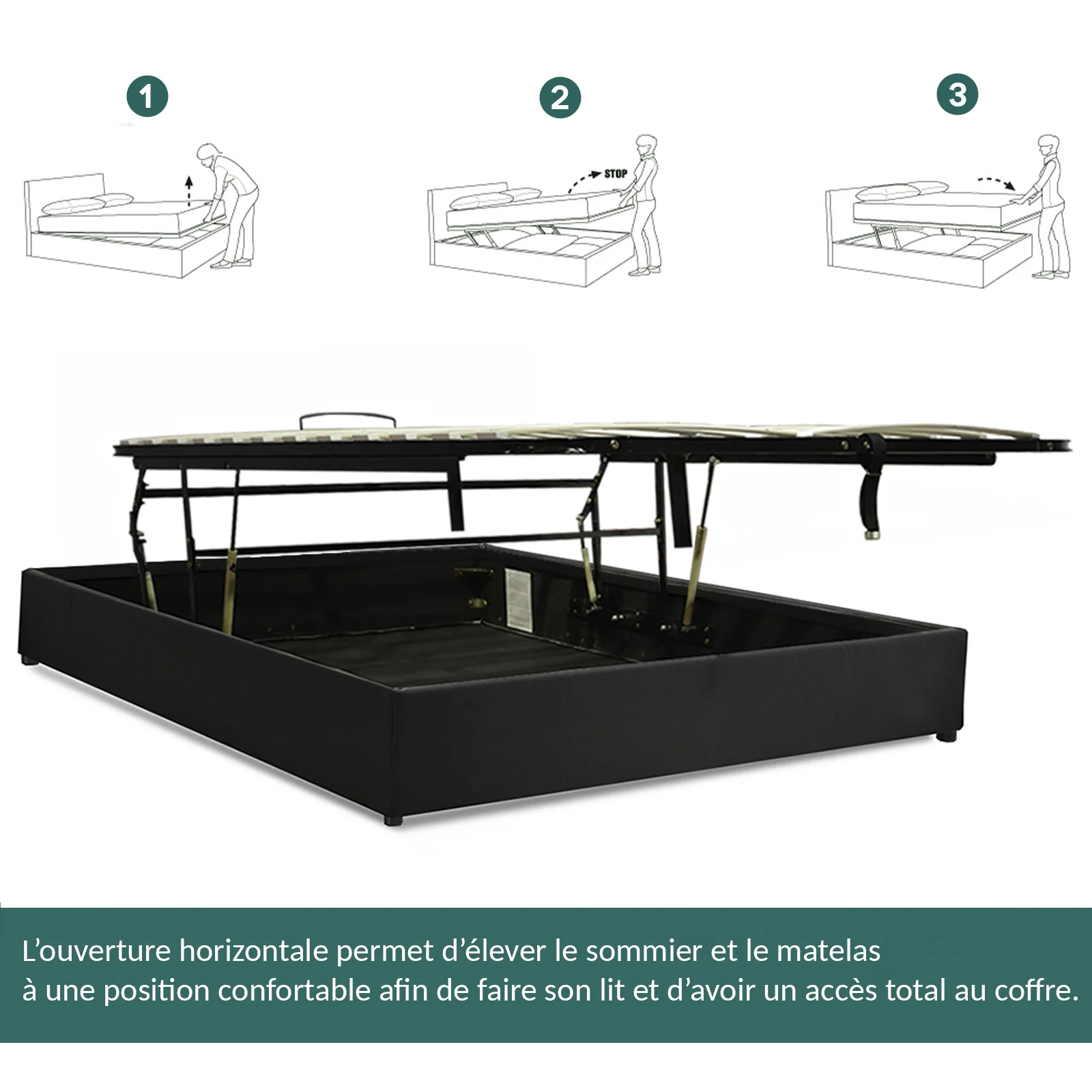 Lit coffre ouverture latérale et frontale bouclette - Collection Parallèle - Image 12
