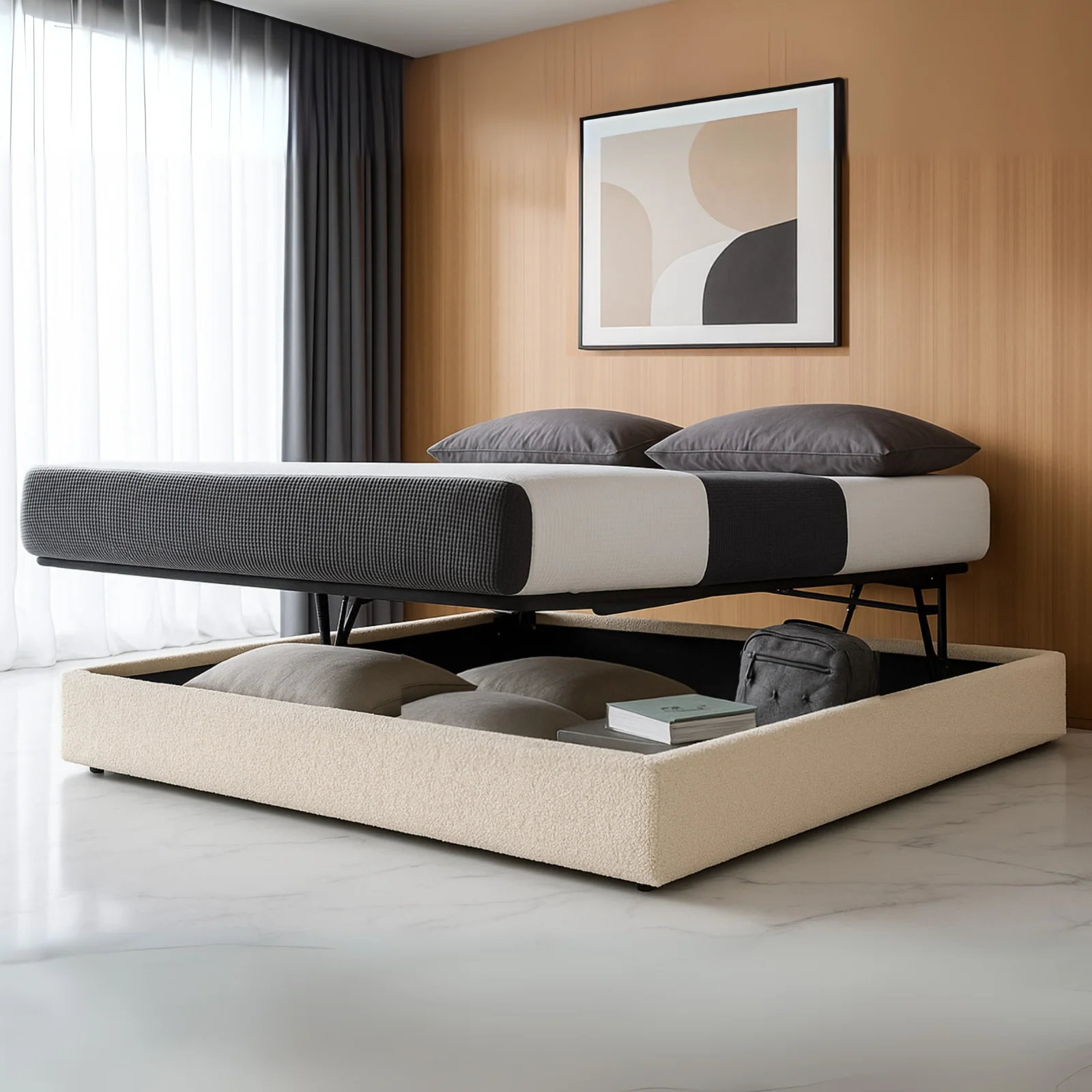 Lit coffre ouverture latérale et frontale bouclette - Collection Parallèle - Image 3