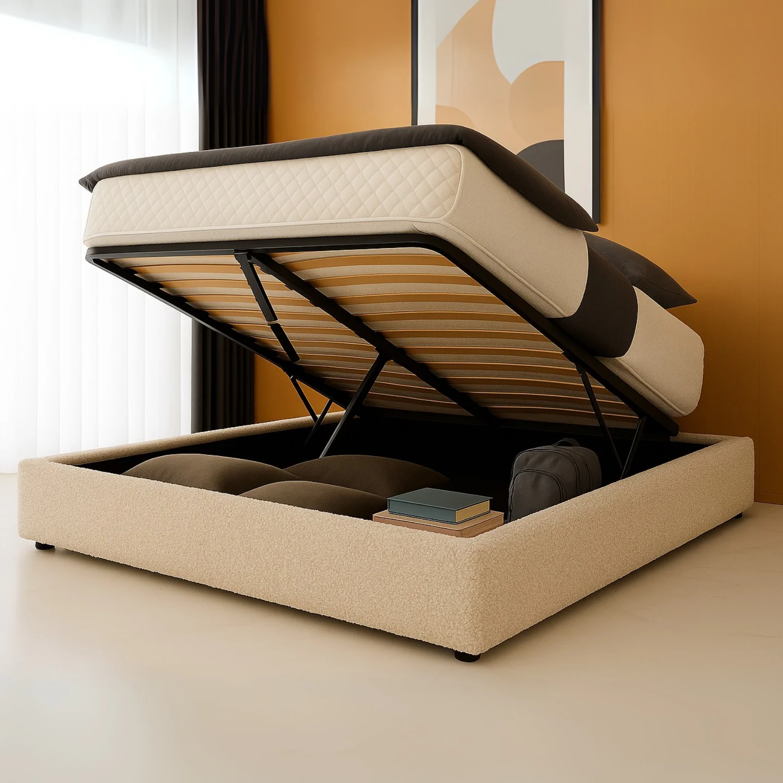 Lit coffre ouverture latérale et frontale bouclette - Collection Parallèle - Image 4