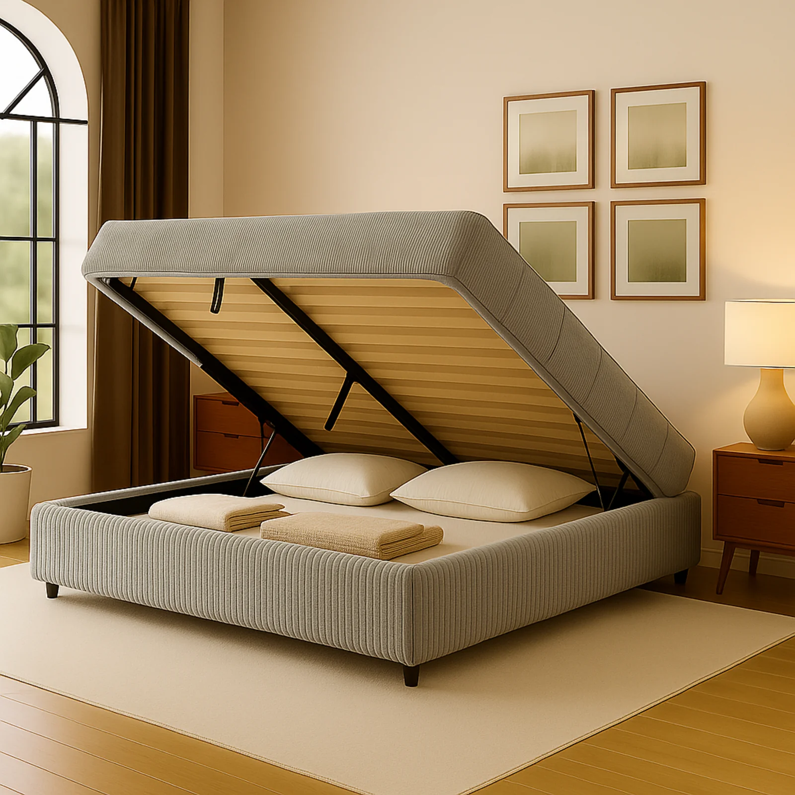 Lit coffre ouverture latérale et frontale velours côtelé - Collection Parallèle - Image 6