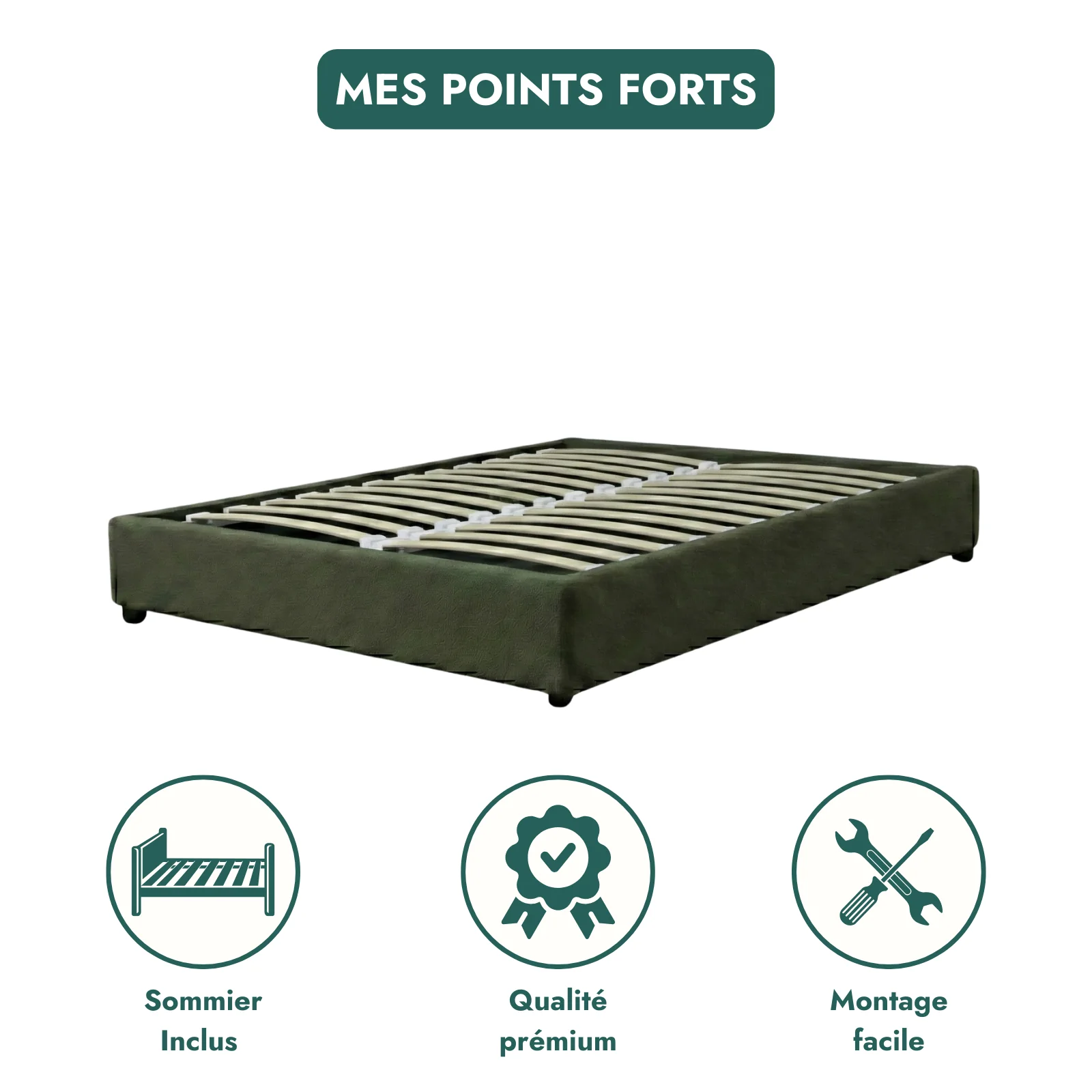 Lit coffre bouclette, lattes flexibles, grand espace de stockage - Collection Vegas - Image 9