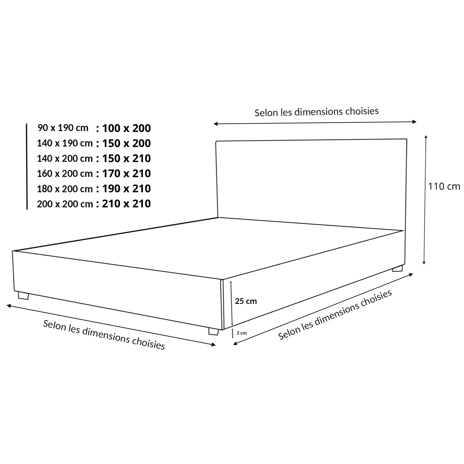 Lit coffre bouclette, tête de lit, grand espace de stockage - Collection Versailles - Image 15