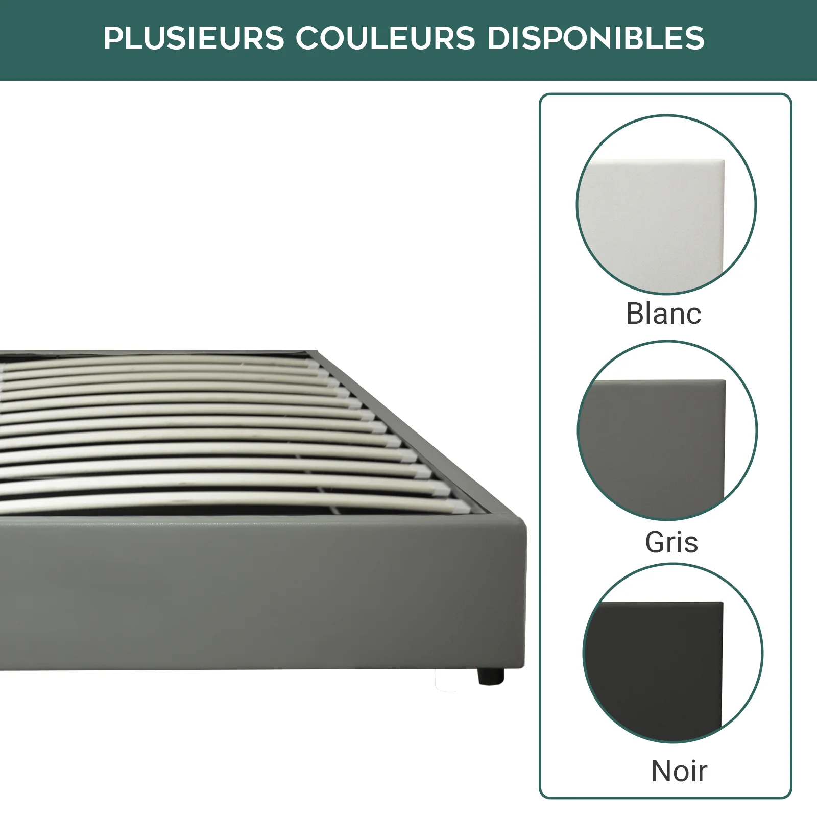 Lit coffre électrique simili cuir gris, télécommande, sommier flexible - Collection Futura - Image 6