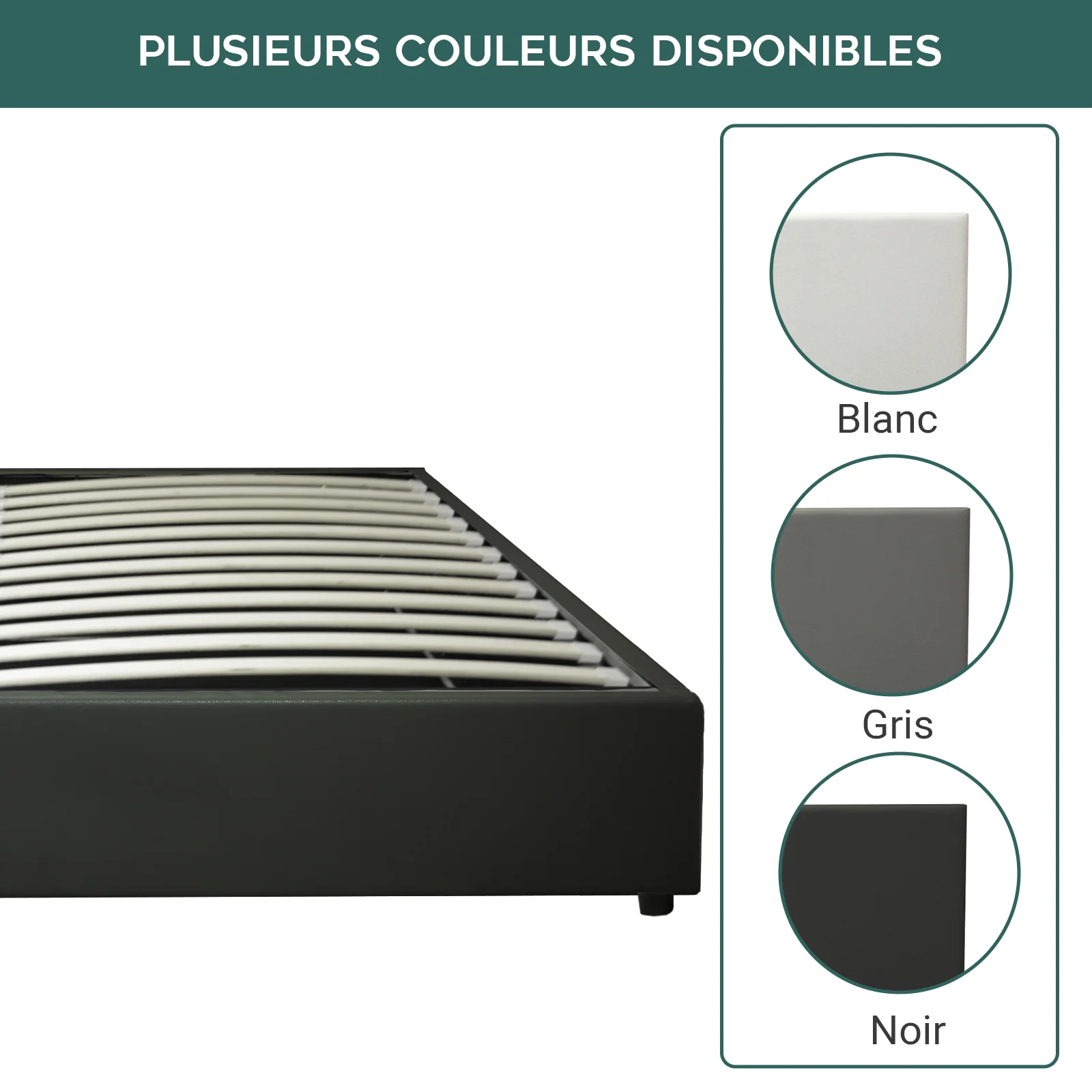 Lit coffre électrique simili cuir noir, télécommande, sommier flexible - Collection Futura - Image 5