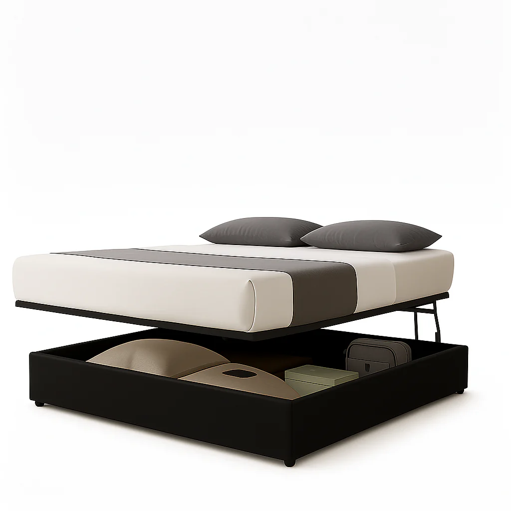 Lit coffre ouverture latérale et frontale simili cuir noir - Collection Parallèle - Image 8