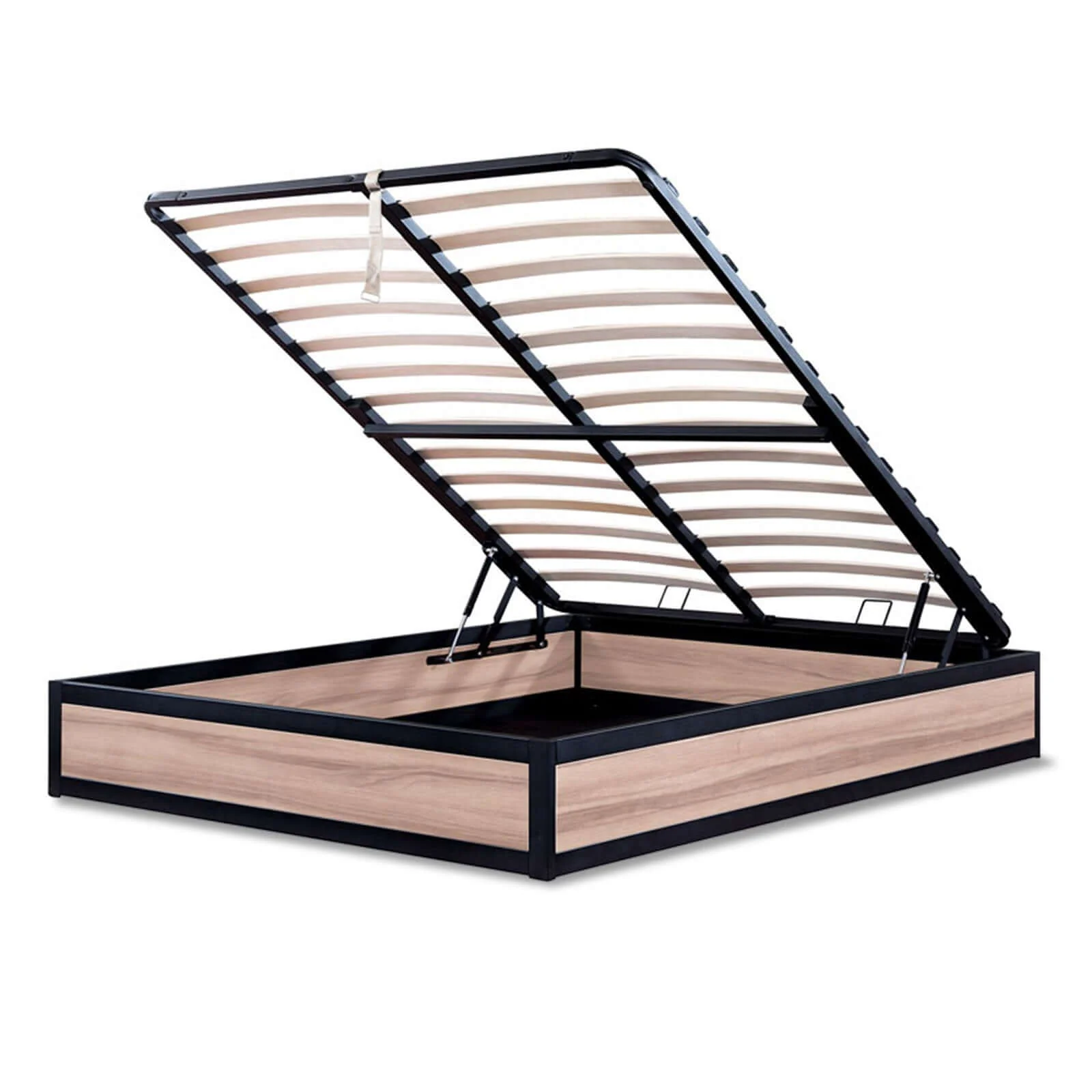 Lit coffre style industriel, sommier à lattes bois, grand coffre - Collection Boston - Image 4