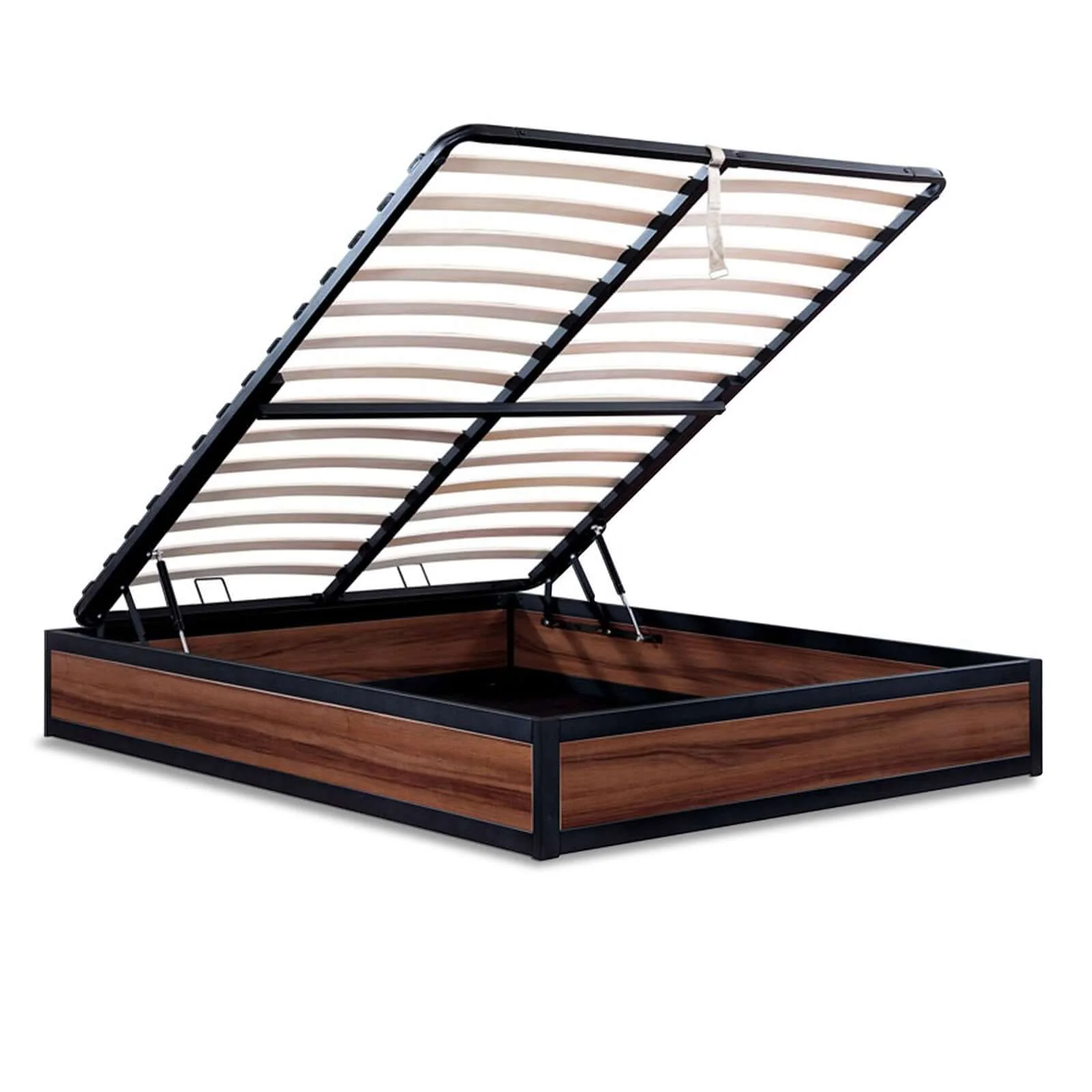 Lit coffre style industriel, sommier à lattes bois, grand coffre - Collection Boston - Image 6