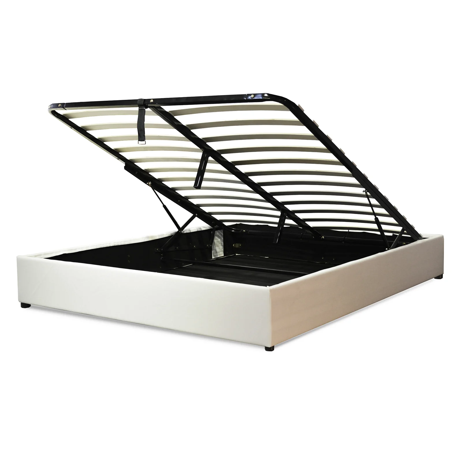 Lit coffre ouverture latérale et frontale simili cuir blanc - Collection Parallèle - Image 4