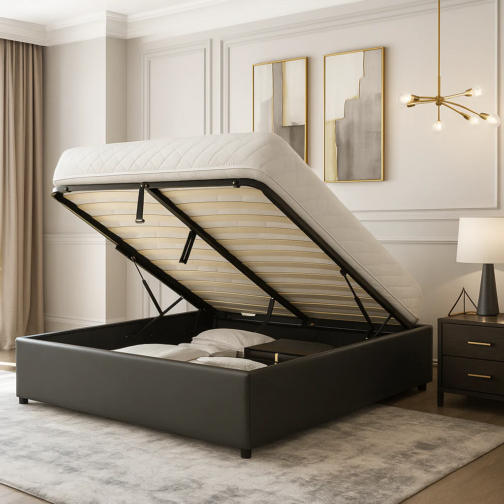 Lit coffre simili cuir, lattes flexibles, grand espace de stockage - Collection Vegas - Image 4