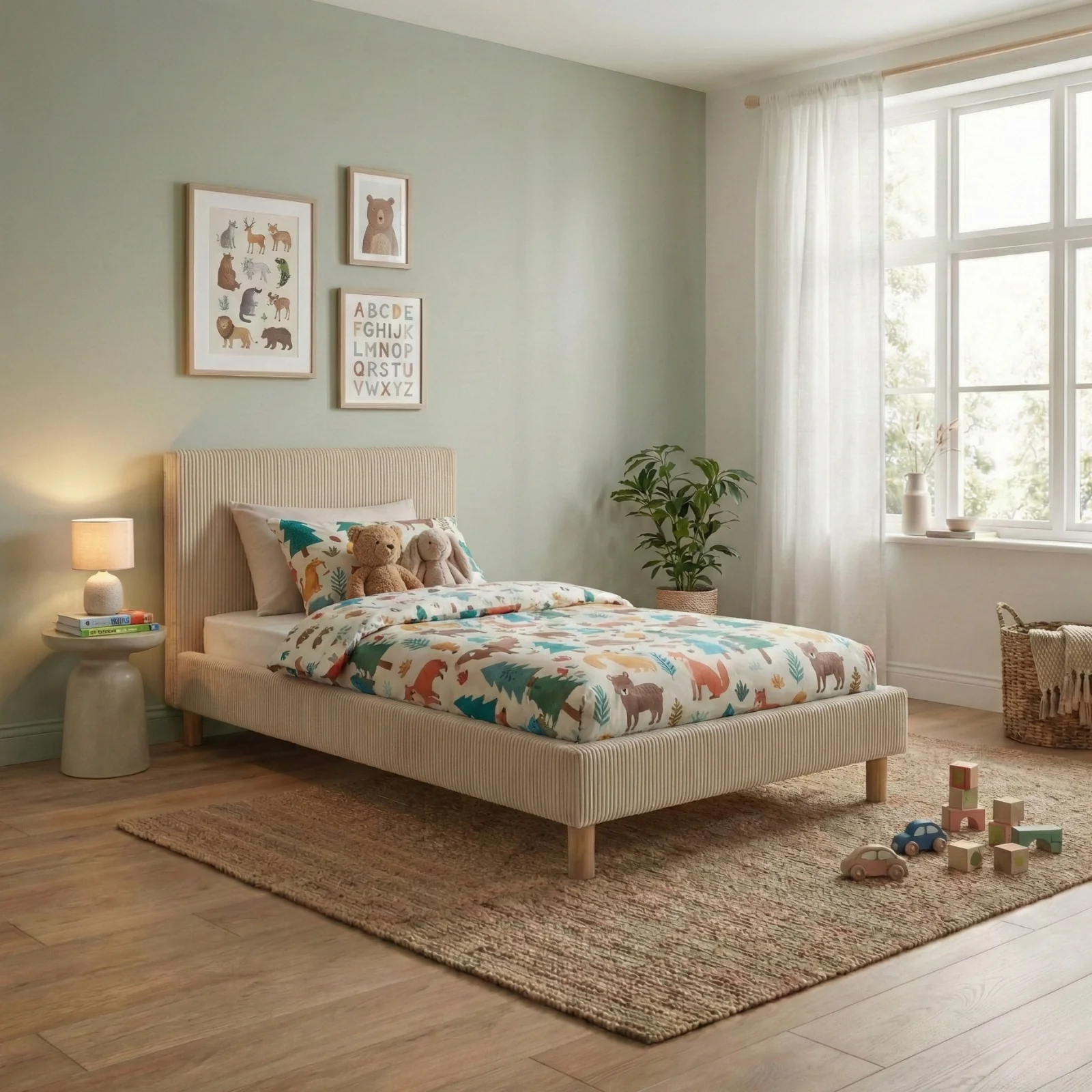 Lit enfant en velours côtelé : sommier à lattes et encadrement collection Anastasia - Image 3