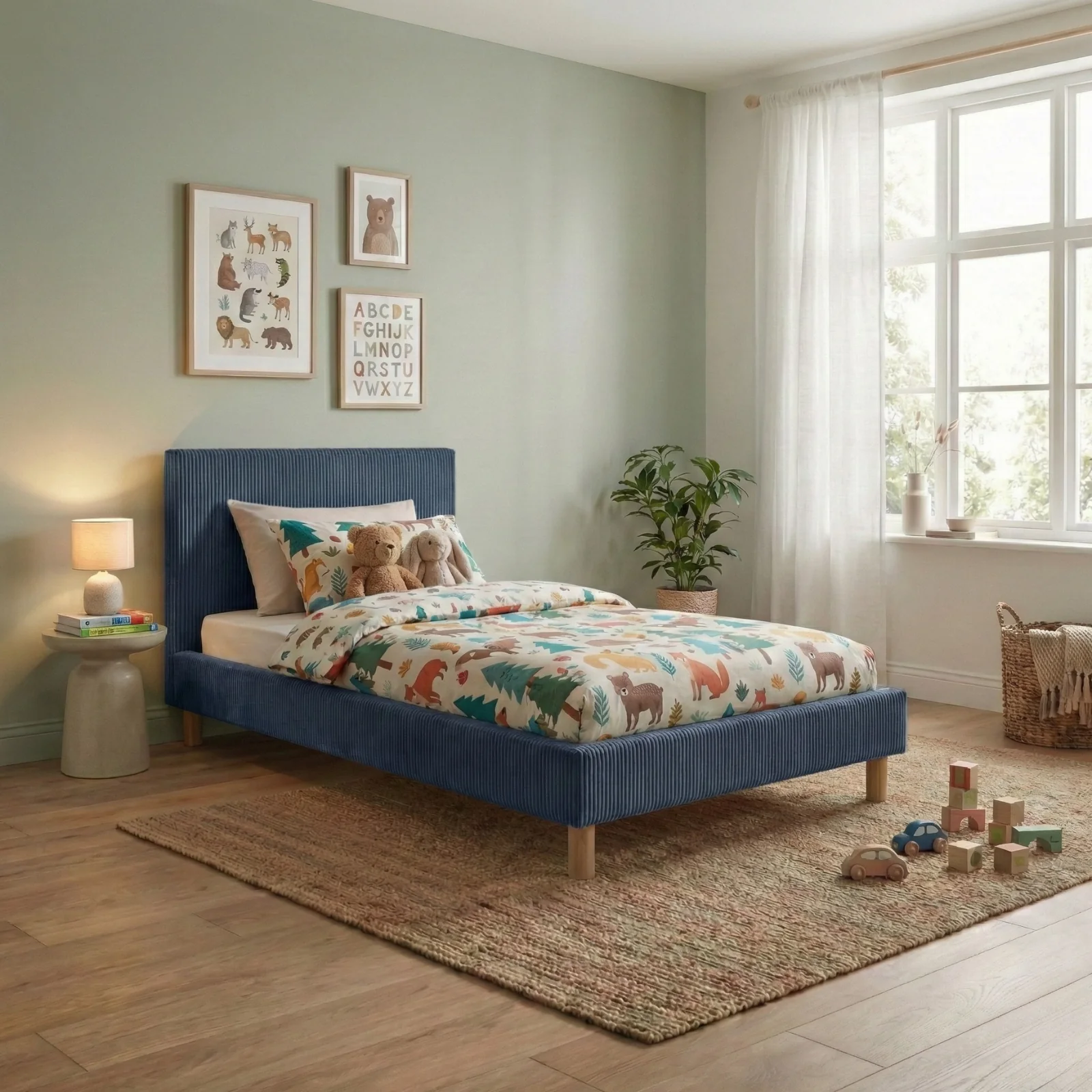 Lit enfant en velours côtelé : sommier à lattes et encadrement collection Anastasia - Image 5