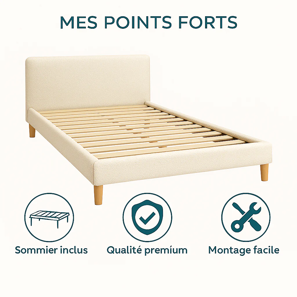 Lit enfant en bouclette : sommier à lattes et encadrement collection Anastasia - Image 5