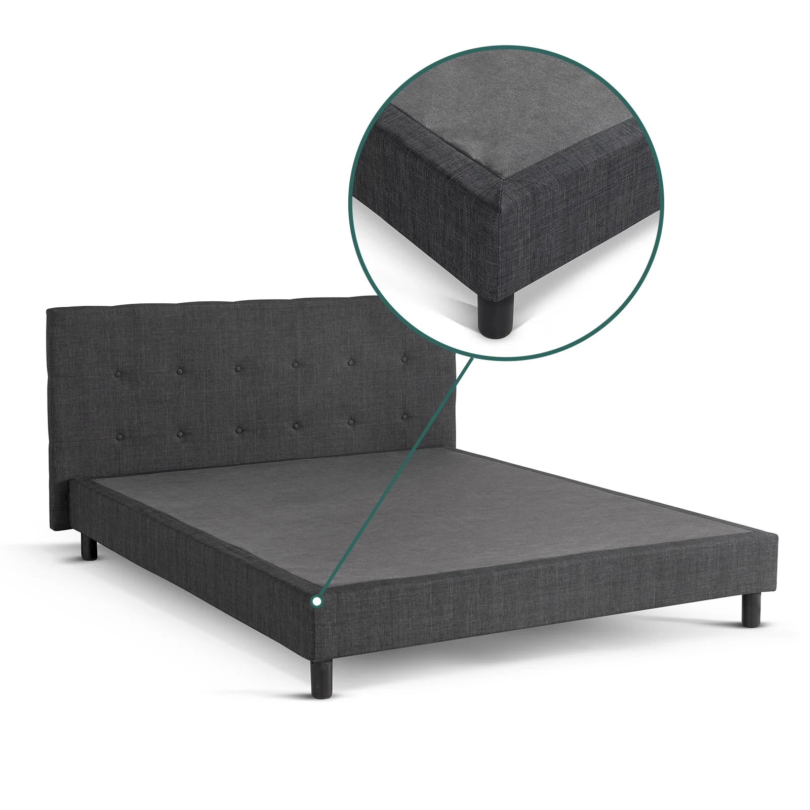 Lit capitonné Majestic moderne : tissu et sommier à lattes en bois - Image 10