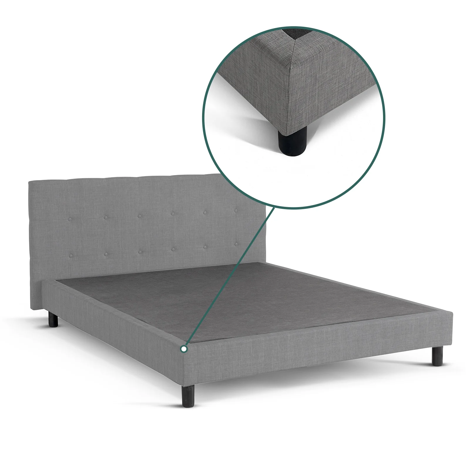 Lit capitonné Majestic moderne : tissu et sommier à lattes en bois - Image 3