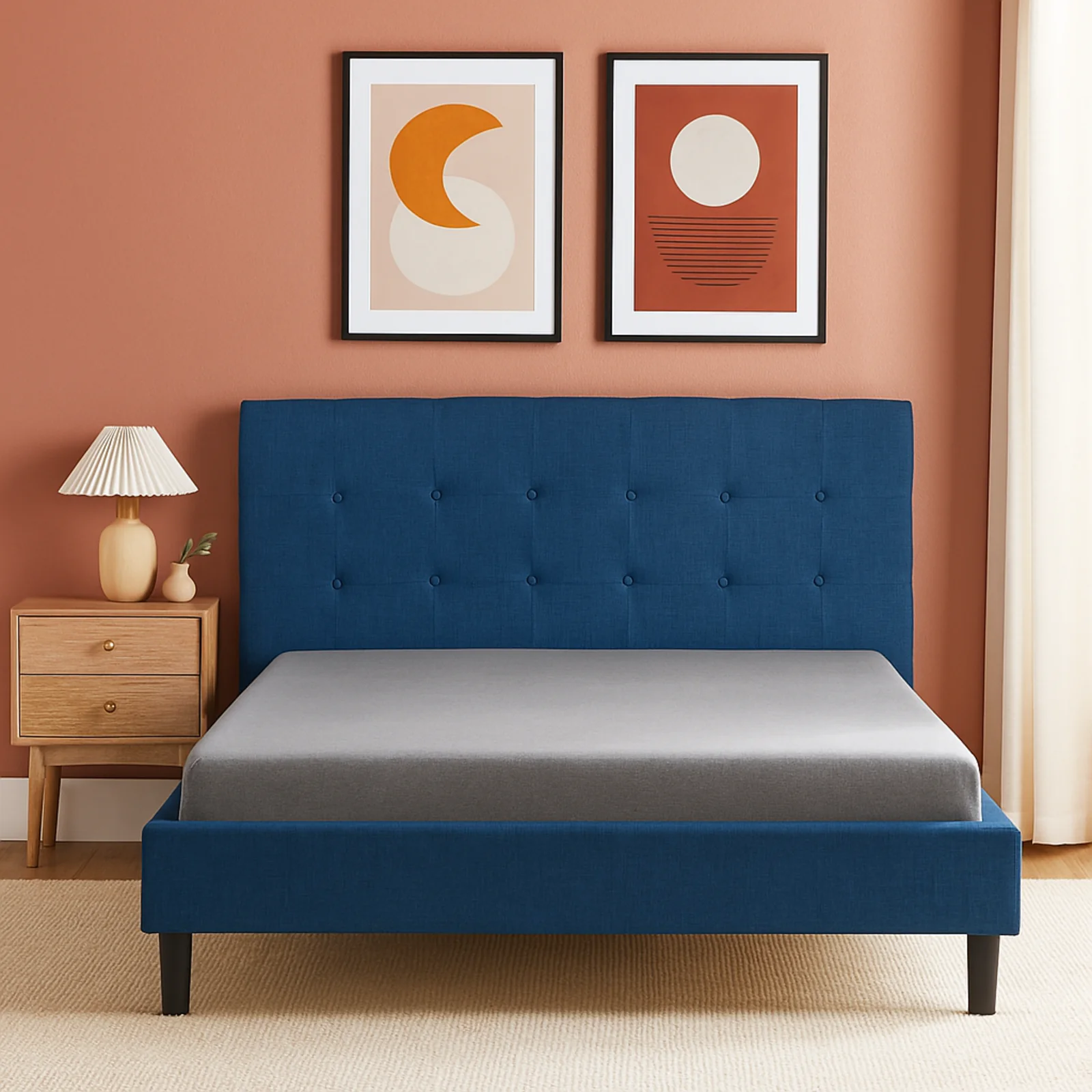 Lit capitonné Majestic moderne : tissu et sommier à lattes en bois - Image 5