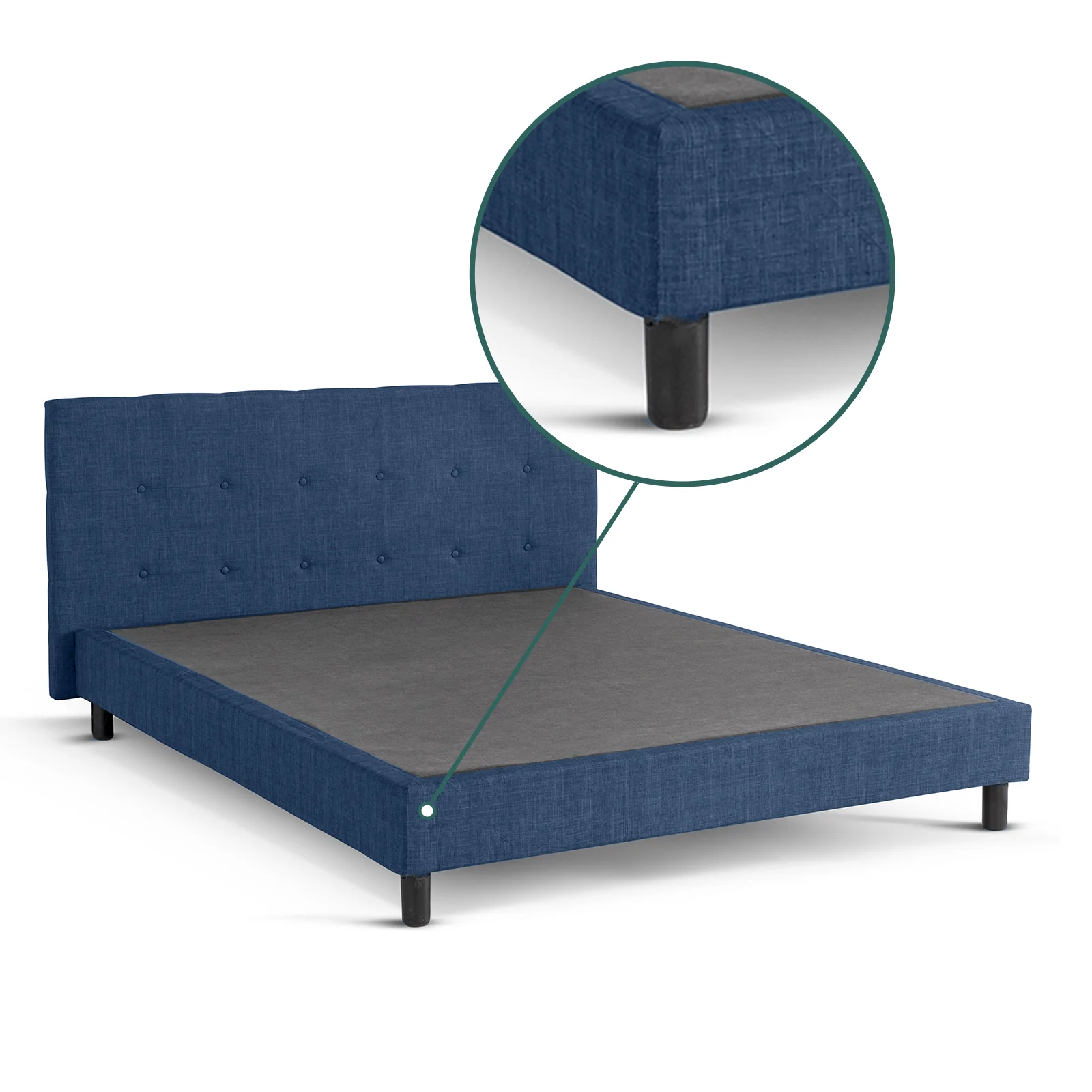 Lit capitonné Majestic moderne : tissu et sommier à lattes en bois - Image 7