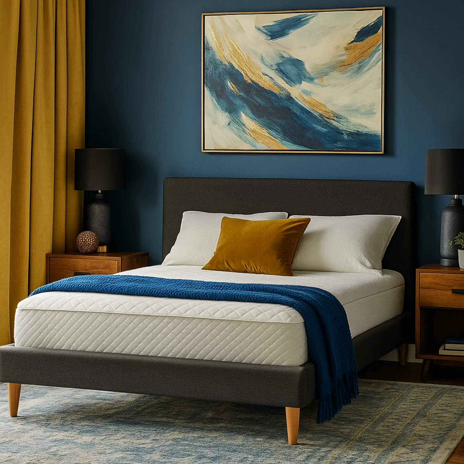 Lit Marquis scandinave en tissu : sommier à lattes en bois flexibles - Image 3