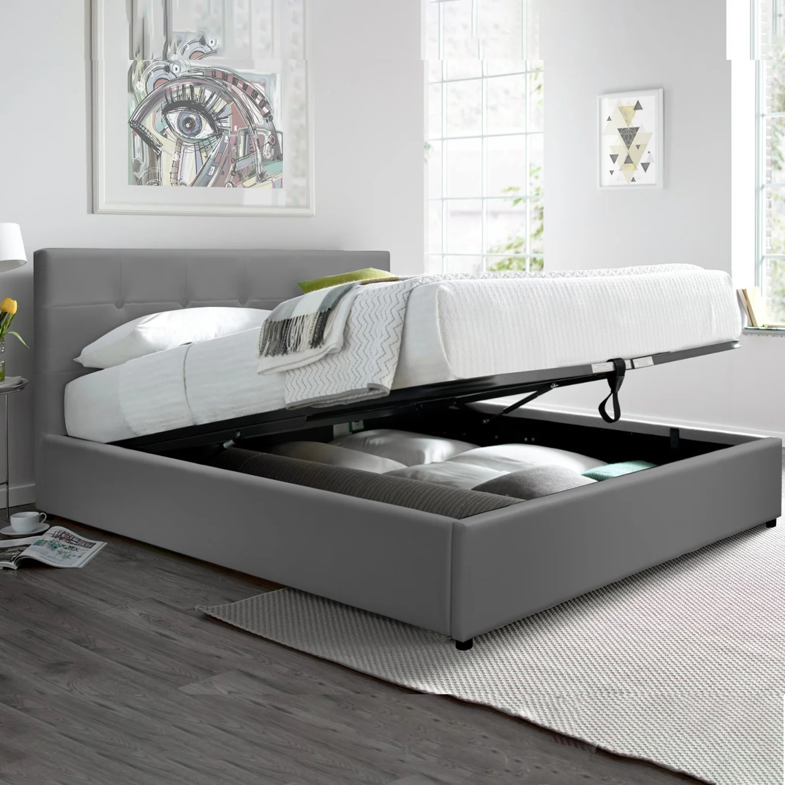 Lit coffre Penthouse : simili cuir et sommier à lattes - Image 5