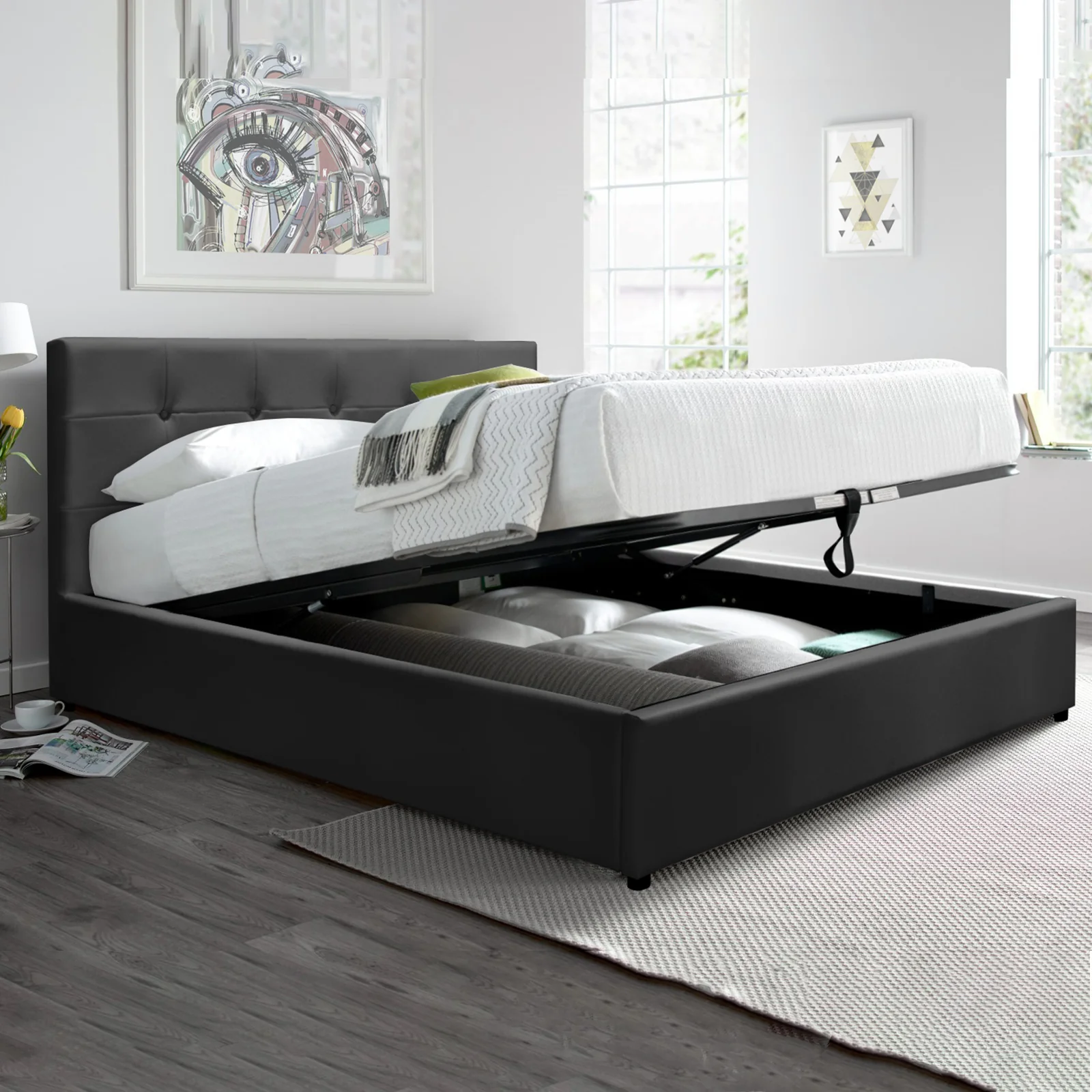 Lit coffre Penthouse : simili cuir et sommier à lattes - Image 9