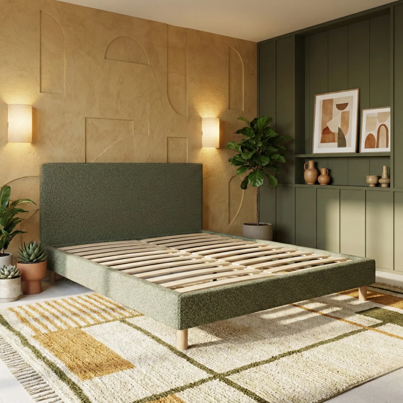 Lit bouclette, tête de lit, sommier à lattes bois - Collection Prince - Image 6