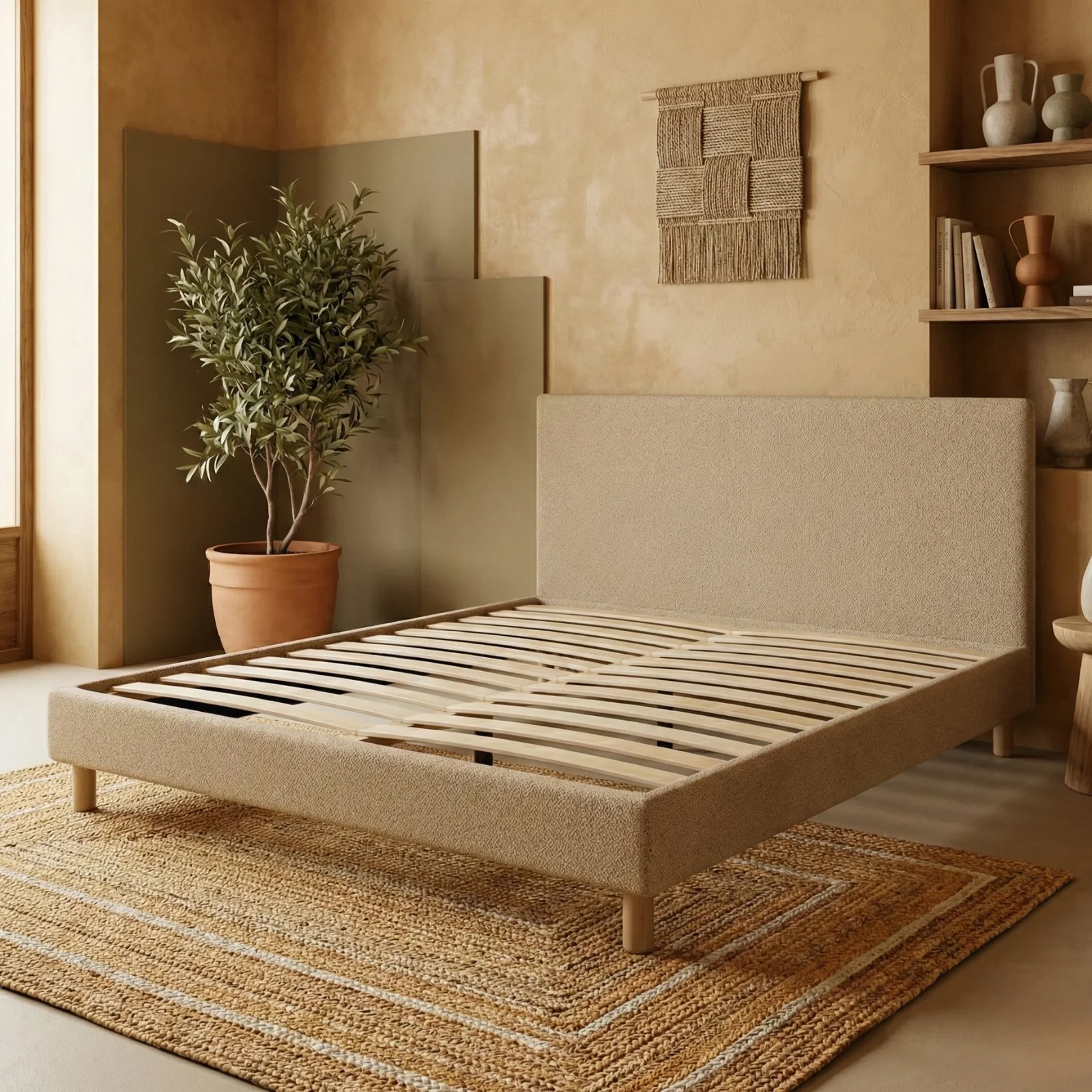 Lit bouclette, tête de lit, sommier à lattes bois - Collection Prince - Image 8