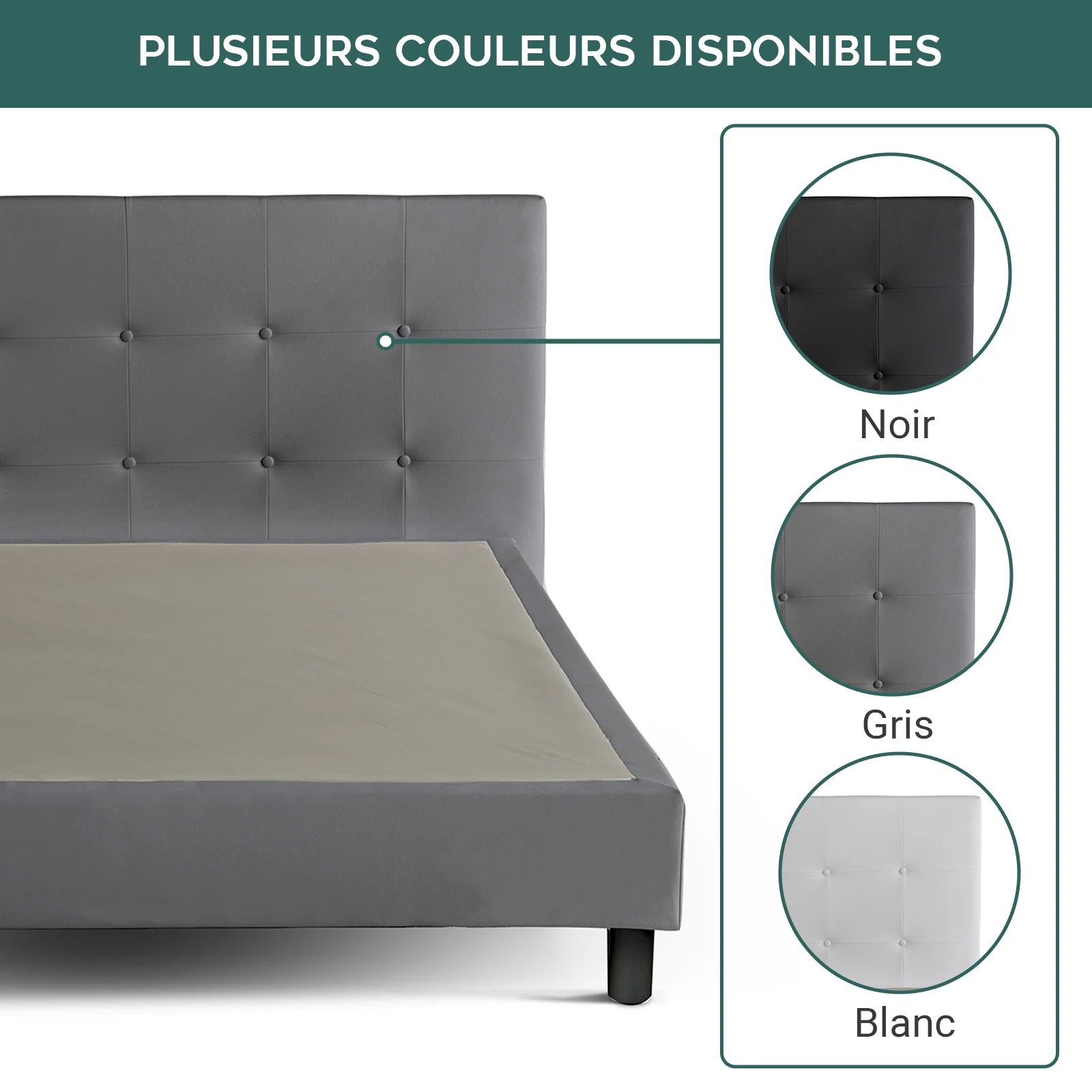 Lit capitonné Triomphe et contemporain : Simili cuir et sommier à lattes en bois - Image 18