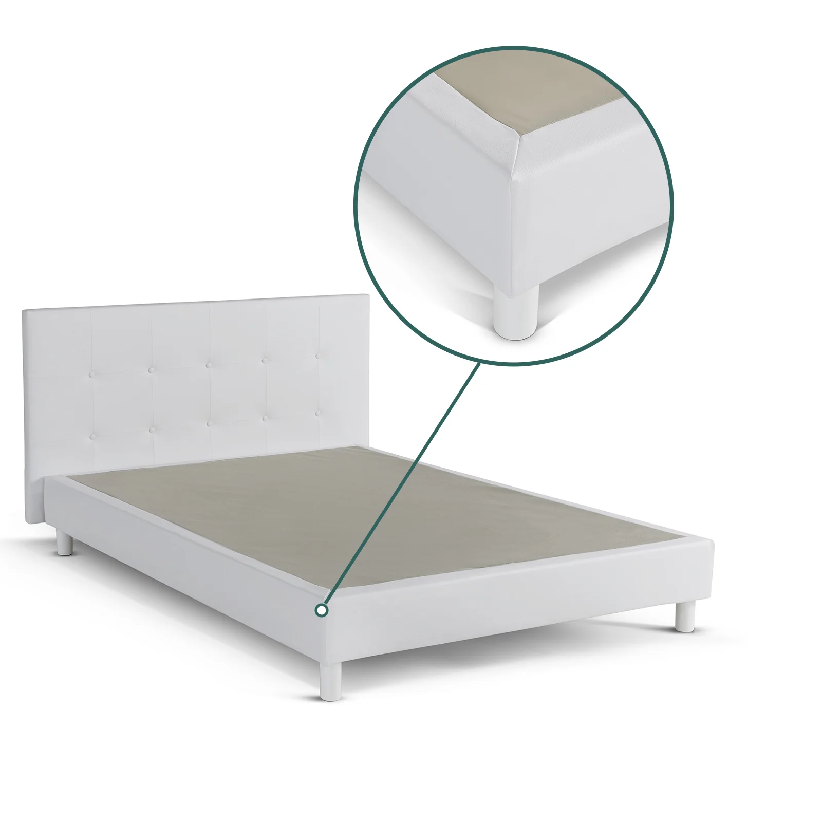 Lit capitonné Triomphe et contemporain : Simili cuir et sommier à lattes en bois - Image 3