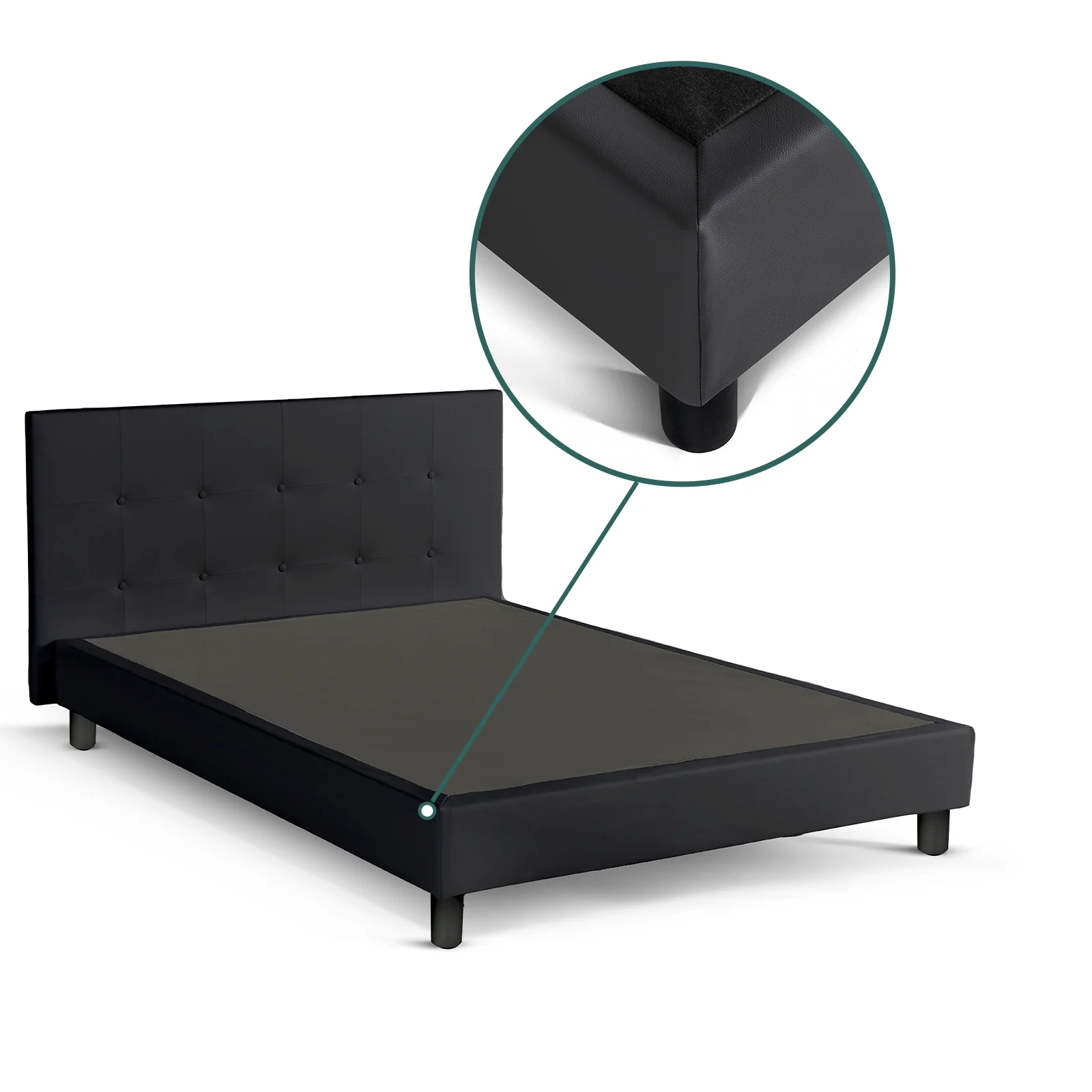 Lit capitonné Triomphe et contemporain : Simili cuir et sommier à lattes en bois - Image 9