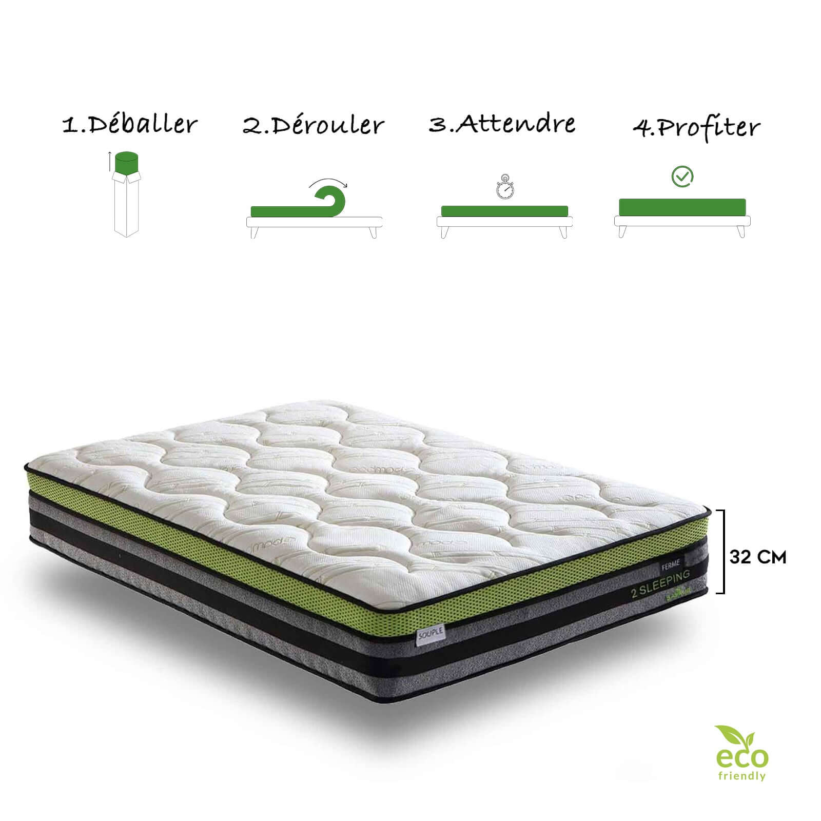 Matelas bi-confort souple/ferme, mémoire de forme, ressorts - Collection Bi-Confort - Image 9