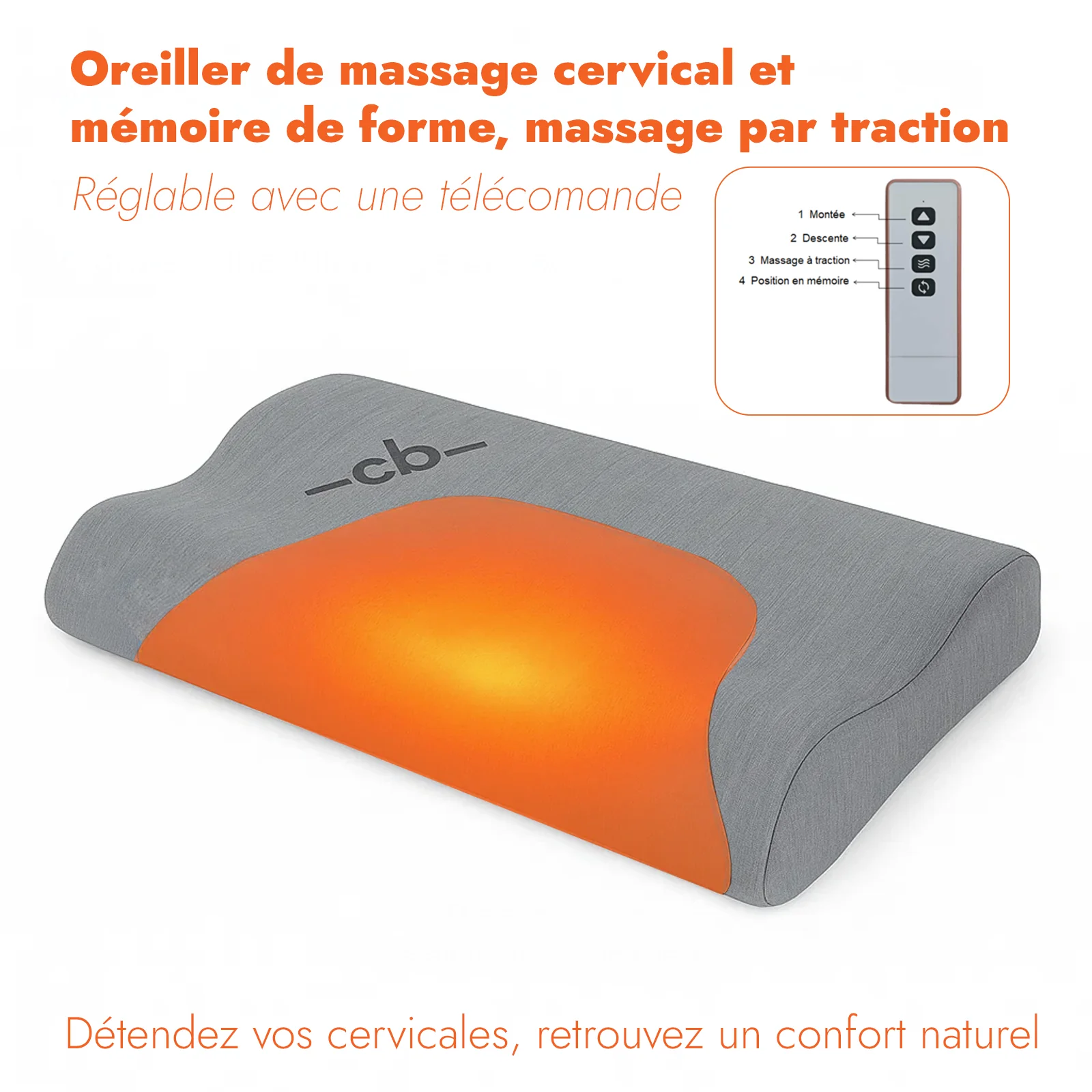 Dispositif révolutionnaire breveté avec centrale et calculateur intelligent automatique anti-ronflement, massage cervical et mémoire de forme - Collection Bien-Être - Image 5