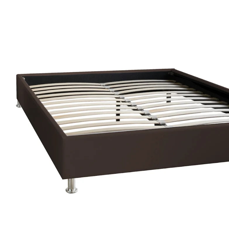 Sommier simili cuir chocolat, lattes bois flexibles - Collection Deco - Image 4