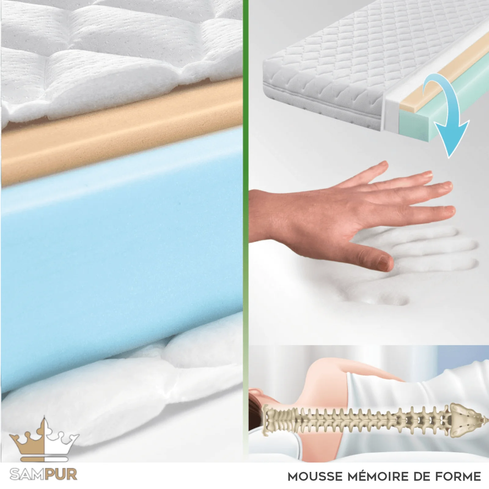 Surmatelas bambou mémoire de forme - Collection Bamboo ZEN - Image 5