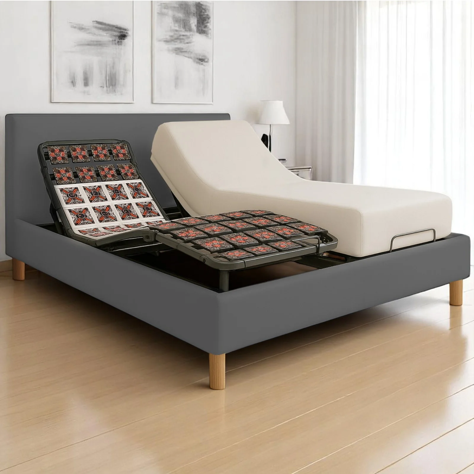 Tête de lit tissu, simili cuir, bouclette, velours côtelé - Accessoire compatible literie électrique - Image 3