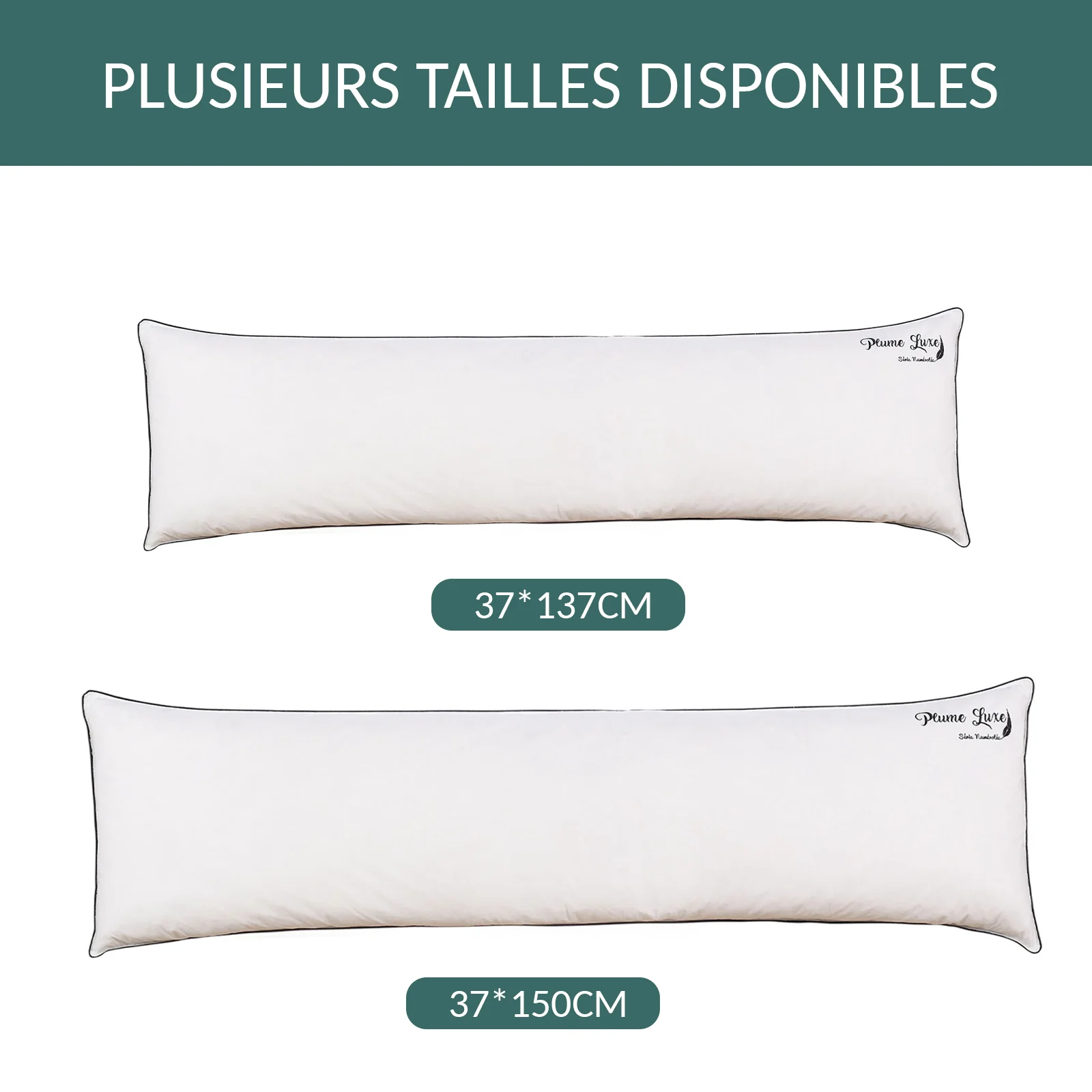 Traversin ergonomique, plumes de canard, duvet, tissu coton - Collection Luxe - Image 5